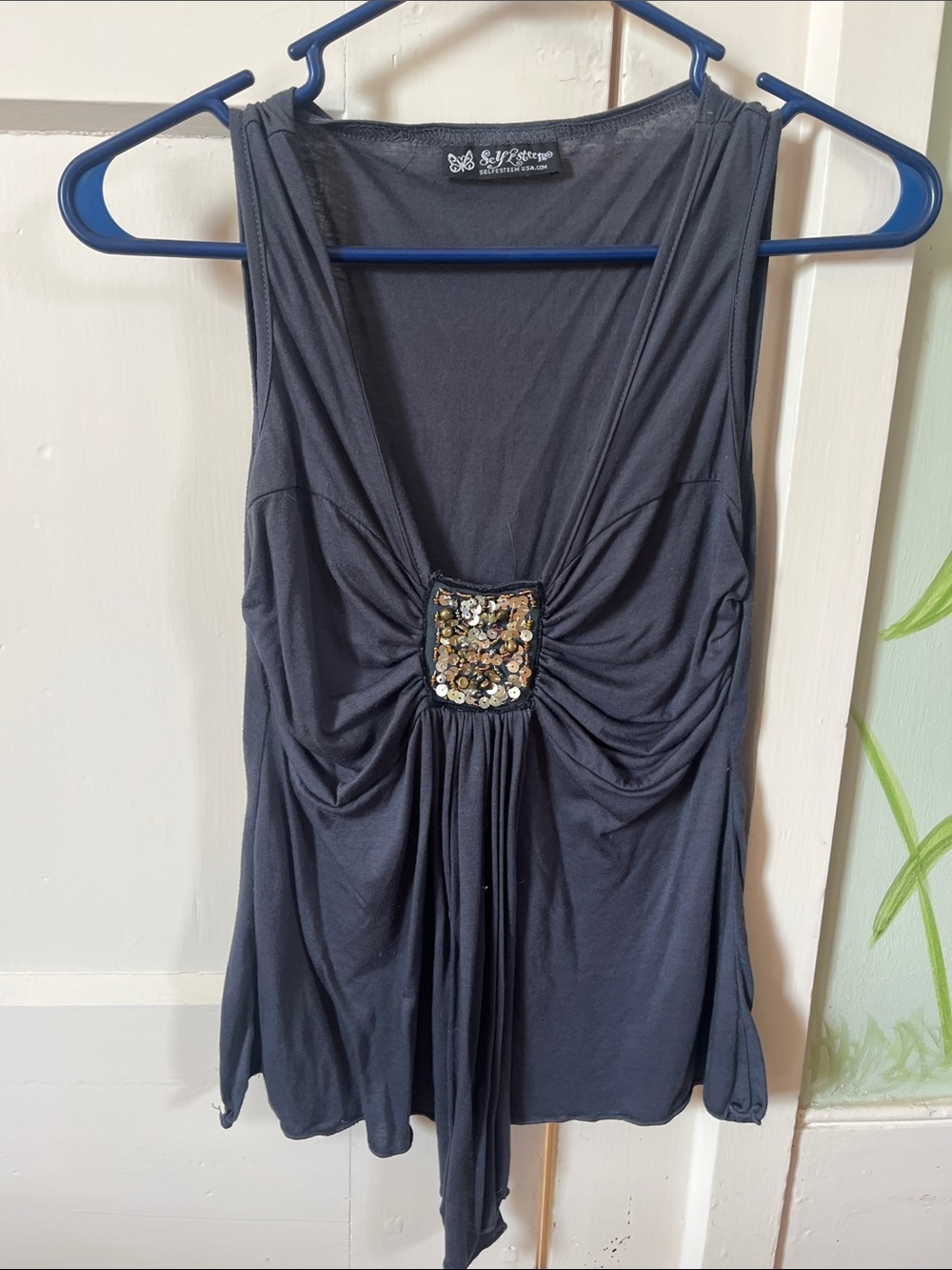 Self Esteem Sleeveless Grey Top